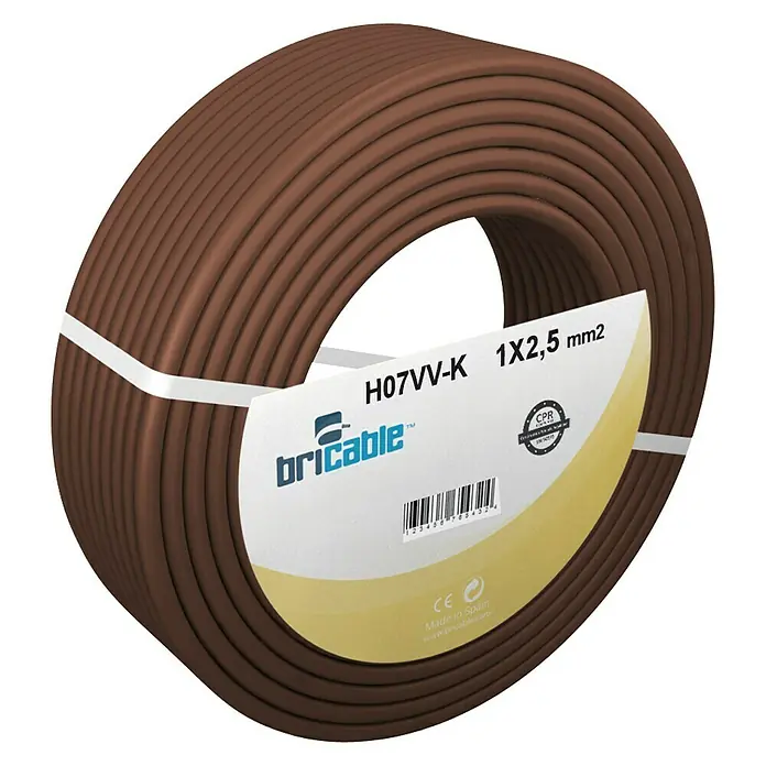 Bricable Cable unipolar Fase - H07V-K1x2,5, 100 m, Marrón