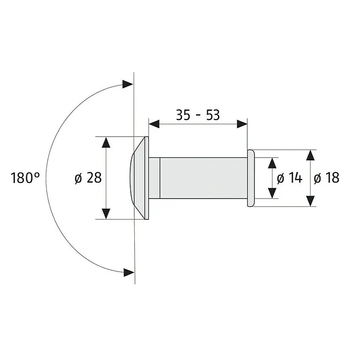 Abus Türspion 2300 - Türstärke: 35 mm - 53 mm, Messing