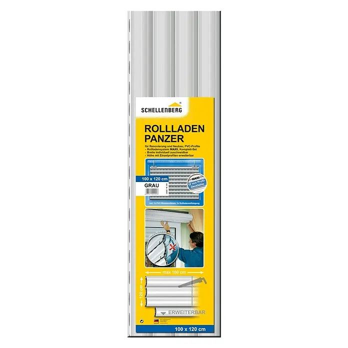 Schellenberg Rollladenpanzer MAXI - B x H: 100 x 120 cm, Grau - Vorderansicht