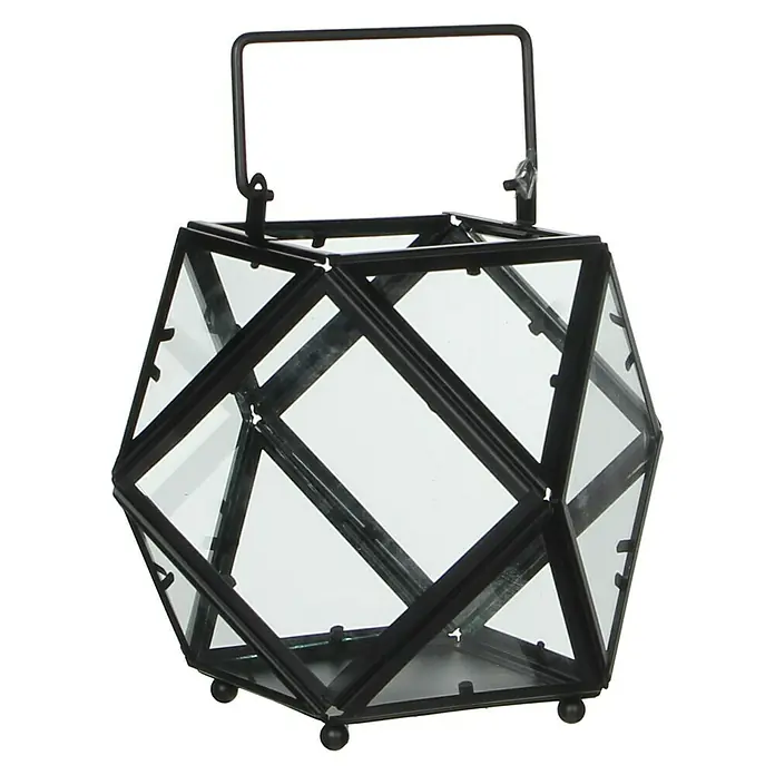 Farolillo metálico Lois - L x An x Al: 21 x 21 x 16 cm, Negro