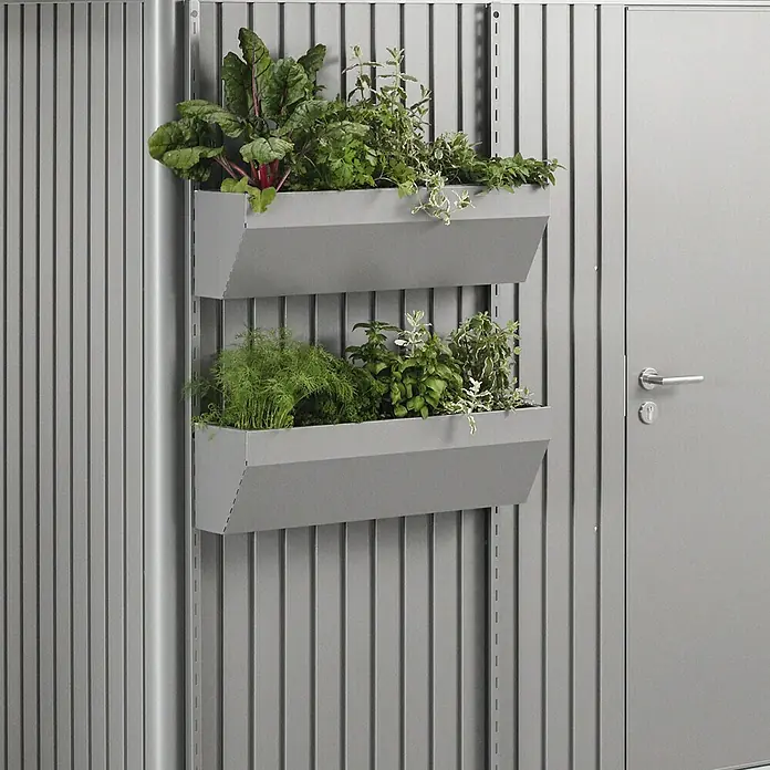 Biohort Blumenkasten FloraBoard - Länge: 82 cm, Quarzgrau Metallic - Linke Seitenansicht
