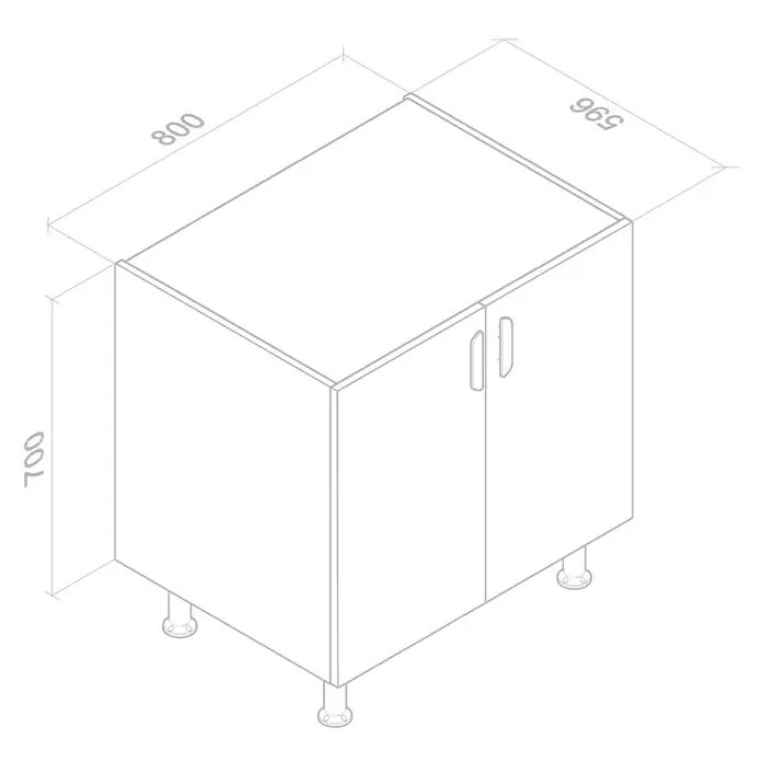 Top Element H Armario bajo - L x An x Al: 58 x 80 x 70 cm, Haya