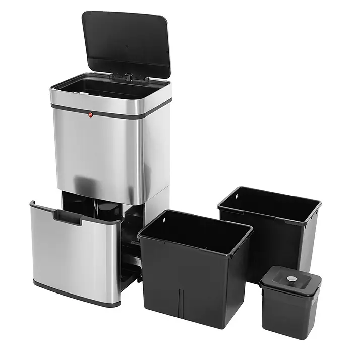 Hailo Mülltrennsystem Öko Vario - 2 x 25 l + 1 x 4 l, Edelstahl, Rechteckig, Edelstahl - Anwendungsbeispiel