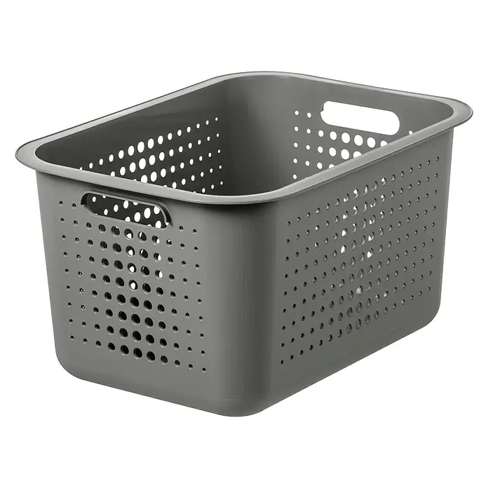 SmartStore Korb - L x B x H: 37 x 28 x 20 cm, Kunststoff, Taupe - Linke Seitenansicht