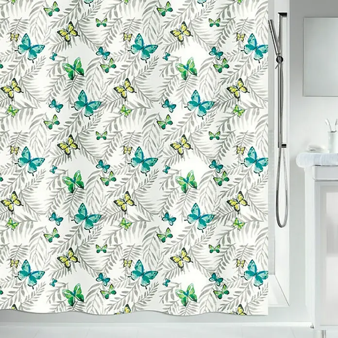 Spirella Cortina de baño textil Papillons - An x Al: 180 x 200 cm, Multicolor