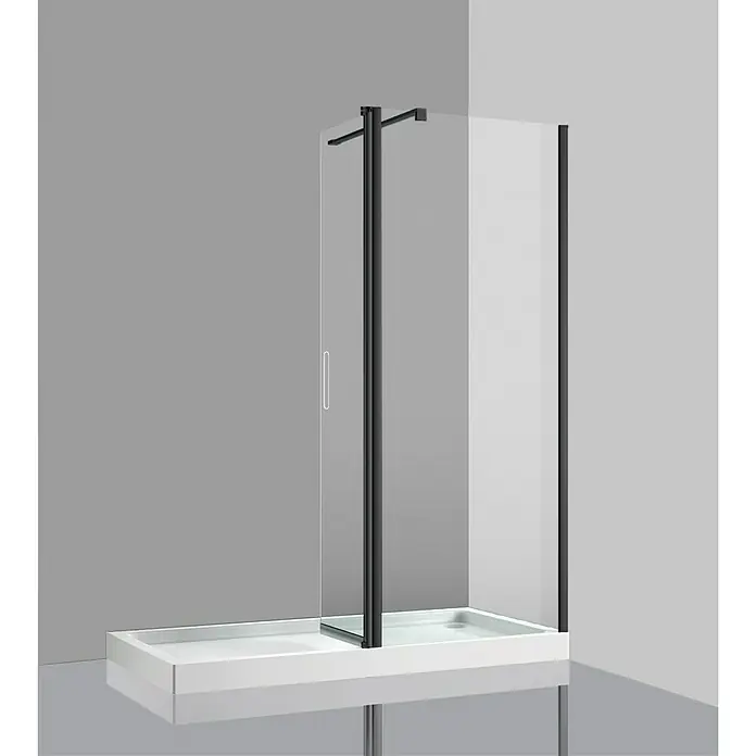 Mampara de ducha fija Hapi - An x Al: 110 x 195 cm, Negro, 6 mm