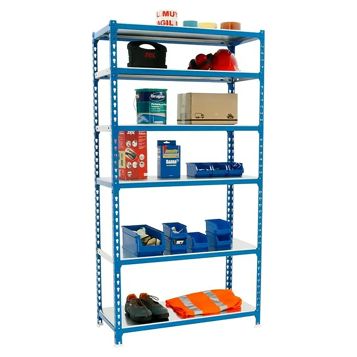 Simonrack Simonclick Estantería metálica Superplus - L x An x Al: 30 x 110 x 250 cm, Capacidad de carga: 180 kg/balda, Número de baldas: 6 ud., Azul