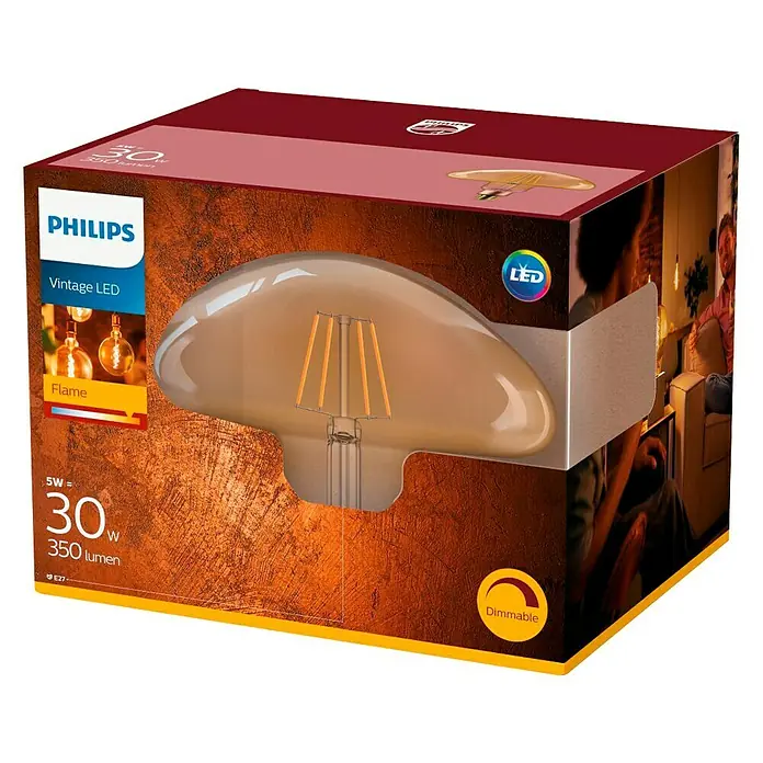 Philips Bombilla LED Vintage Gold - 5 W, E27, Color de luz: Blanco cálido, Intensidad regulable, Especial
