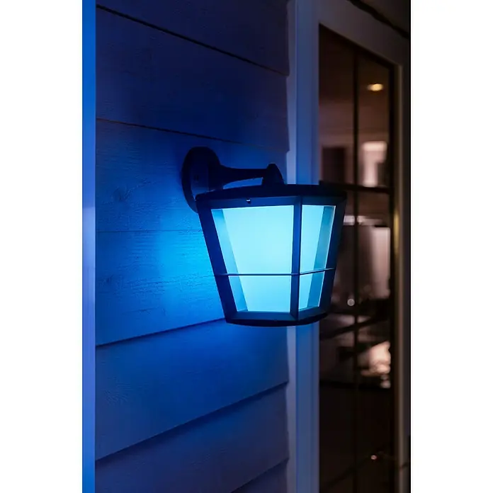 Philips Hue LED-Außenwandleuchte White & Color Ambiance Econic Laternenform - 15 W, 24,4 x 19,4 x 31,2 cm, Schwarz, IP44