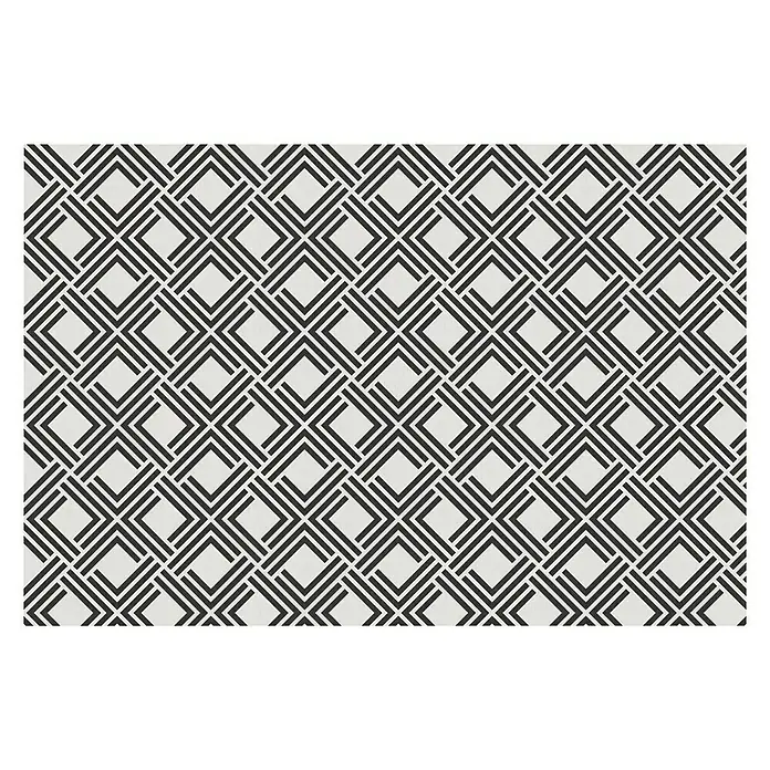 Alfombra Living geométrica - Negro, 180 x 120 cm, 70% PVC y 30% PES