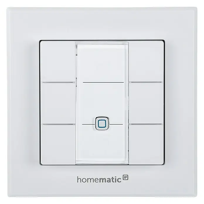 Homematic IP Funk-Wandtaster 6-fach - Batteriebetrieben, Weiß, 22 x 86 x 86 mm - Vorderansicht