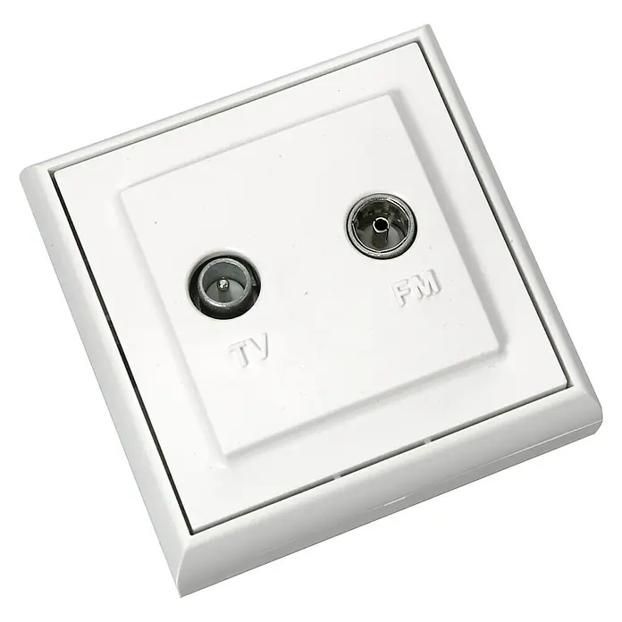 Fontini BF-25 Toma TV final Monoblock - Blanco, 2 canales, Plástico, En pared