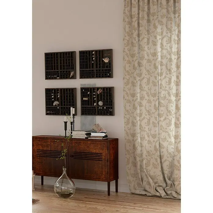 Cortina con ollaos Ópera - 140 x 270 cm, 33% poliéster, 50% algodón y 15% lino, Lino