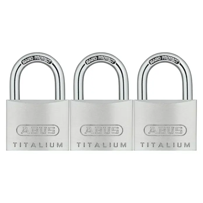 Abus Vorhängeschloss-Set Titalium 64TI - B x H: 40 x 62 mm, 3 Stk., Titalium-Spezialaluminium - Vorderansicht