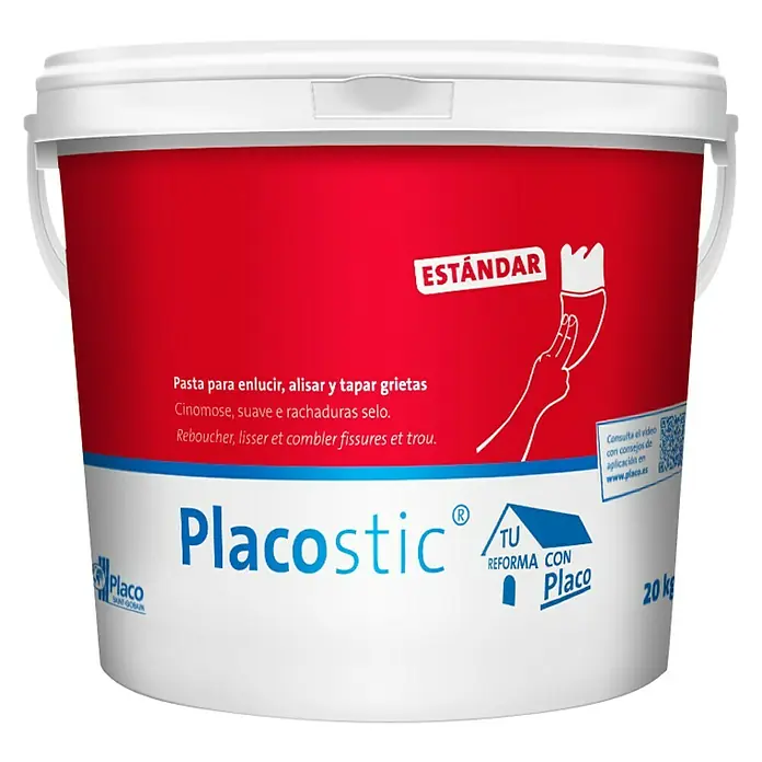 Placo Saint-Gobain Pasta de yeso Placostic Estándar - 20 kg, Apto para: Enlucido