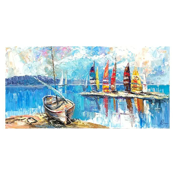 Cuadro pintado a mano - Barquitos, An x Al: 120 x 60 cm