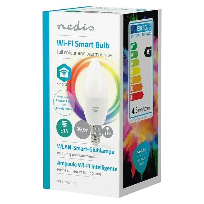 Nedis Smartlife LED-Leuchtmittel - 1 Stk., E14, 4,5 W, RGBW, Dimmbar - Vorderansicht