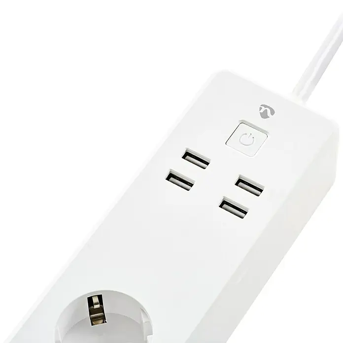 Nedis Smartlife Steckdosenleiste - Weiß, 4 x USB, Anzahl Steckdosen Schuko: 3, Max. Leistung: 3.840 W - Vorderansicht