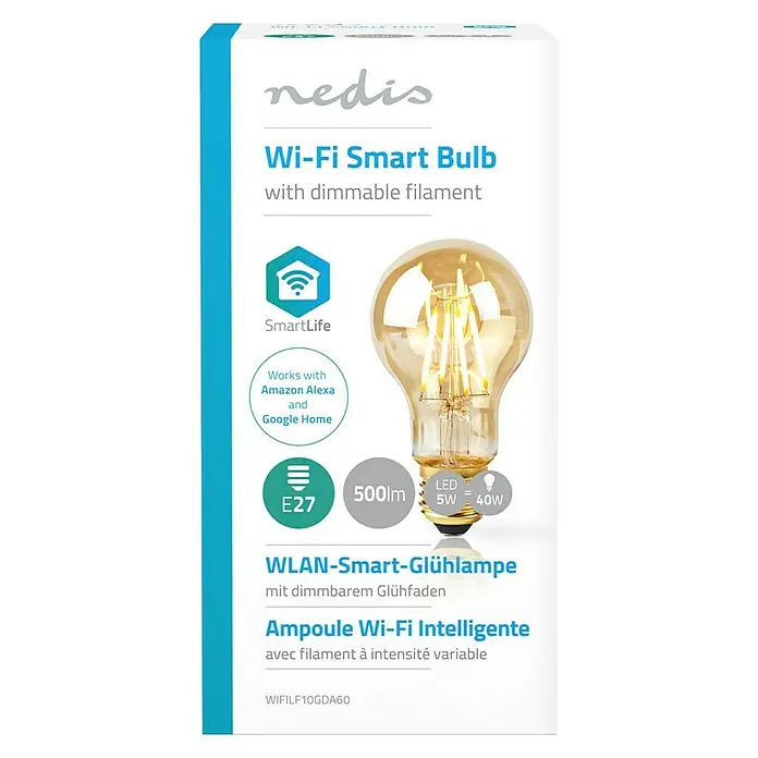 Nedis Smartlife LED-Leuchtmittel - 1 Stk., E27, 5 W, Warmweiß, Dimmbar, 110 mm - Vorderansicht
