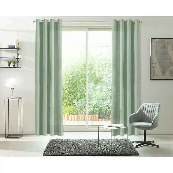Visillo para ventana Argán - 140 x 250 cm, 100% poliéster, Jade
