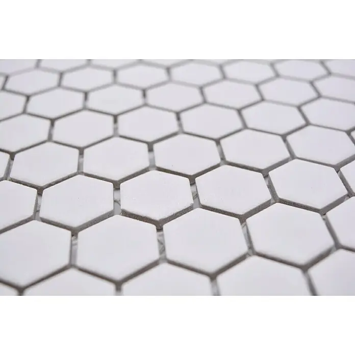Mosaikfliese Hexagon Uni HX AT21 - 26 x 30 cm, Weiß, Matt - Detailaufnahme