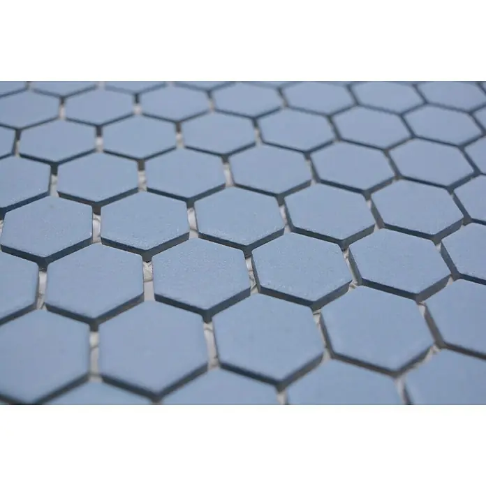 Mosaikfliese Hexagon Uni HX AT23 - 26 x 30 cm, Blau, Matt - Detailaufnahme