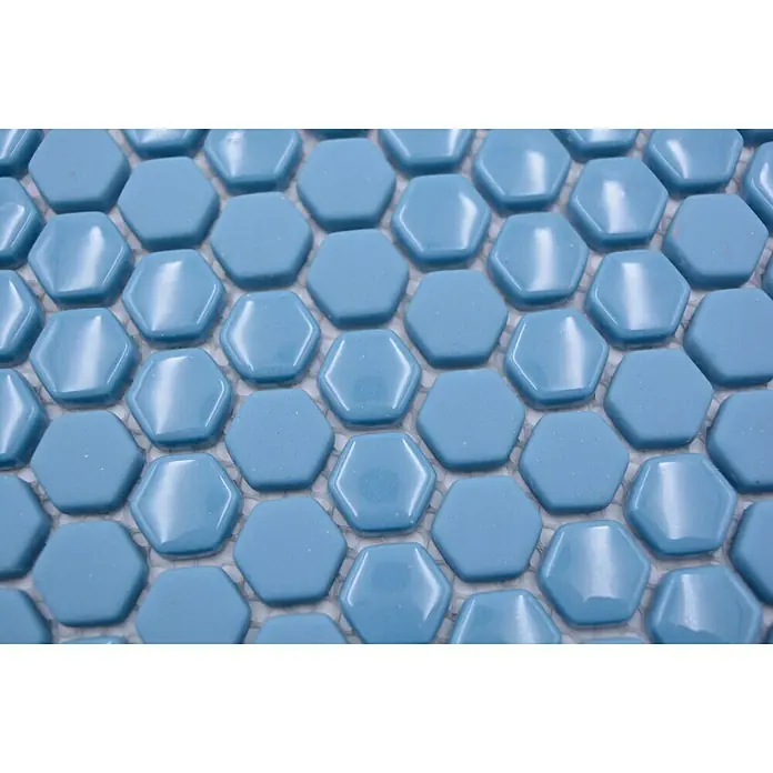 Mosaikfliese Hexagon CUBA HX2GM - 29 x 29,5 cm, Blau, Matt - Detailaufnahme