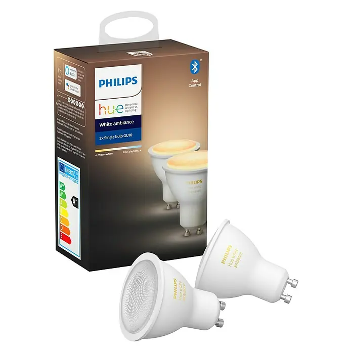 Philips Hue Set LED žarulja White Ambiance - GU10, 5 W, Podesiva temperatura boje, Može se prigušiti, 2 kom - Pogled s lijeve strane