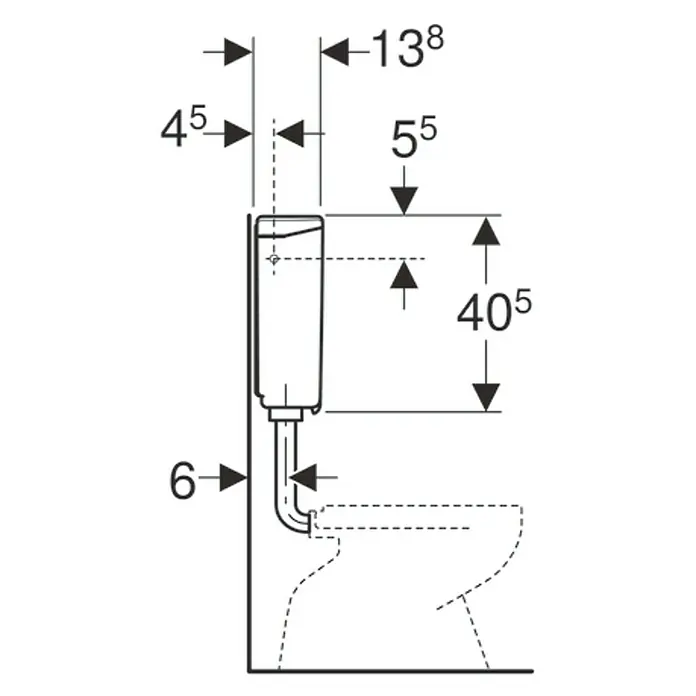 Geberit Spülkasten - Spülmenge: 9 und 4 l (Werkeinstellung), Weiß, L x B x H: 41 x 13,8 x 40,5 mm