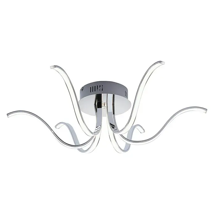 LeuchtenDirekt LED-Deckenleuchte Valerie - 27 W, L x B x H: 65 x 65 x 19 cm, Chrom, Warmweiß