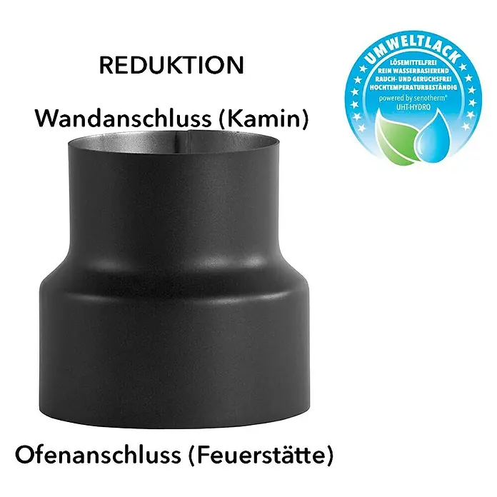Bertrams Ofenrohrreduzierung - Durchmesser: 120 mm - 150 mm, Senotherm lackiert, Schwarz
