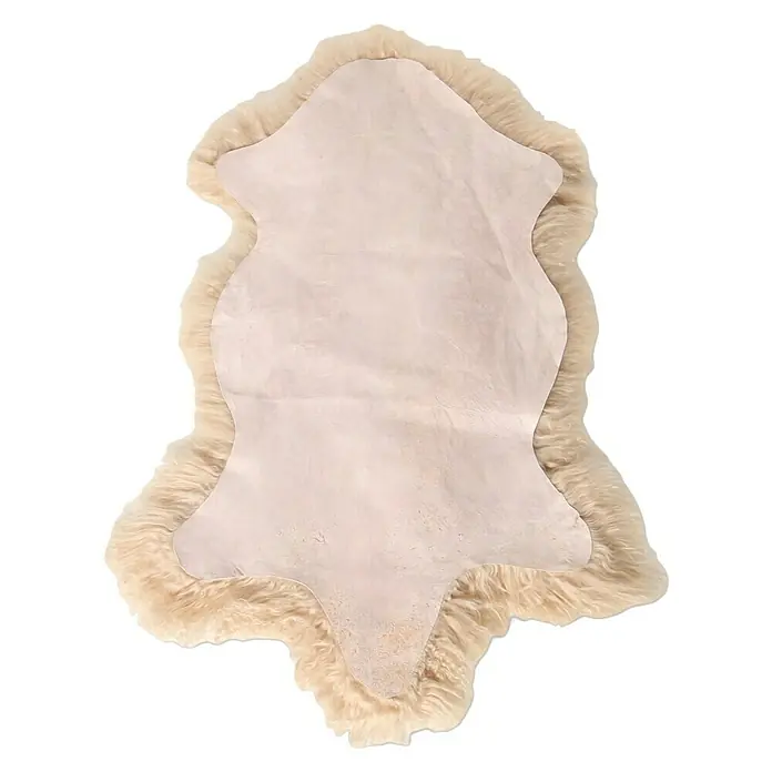 Esbeco Deko-Tibetschaffell - Beige, 100 x 70 cm, 100 % Echtfell - Rückansicht
