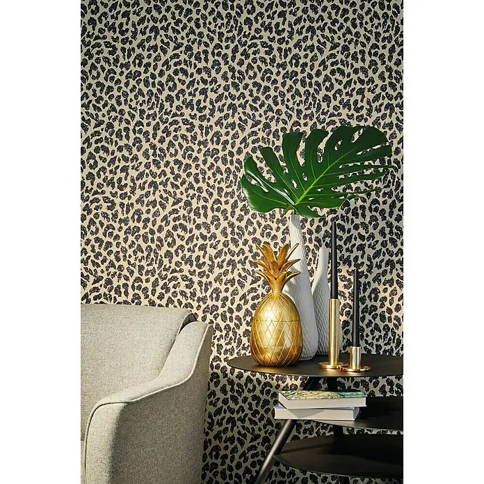 FREUNDIN HOME COLLECTION III Vliestapete Leopard - Braun/Schwarz, Tieroptik, 10,05 x 0,53 m