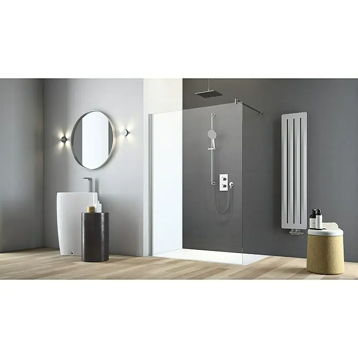 Camargue Vario Duschwand S13P - 120 x 195 cm, Beschichtet, Stärke: 6 mm, Silber - Vorderansicht
