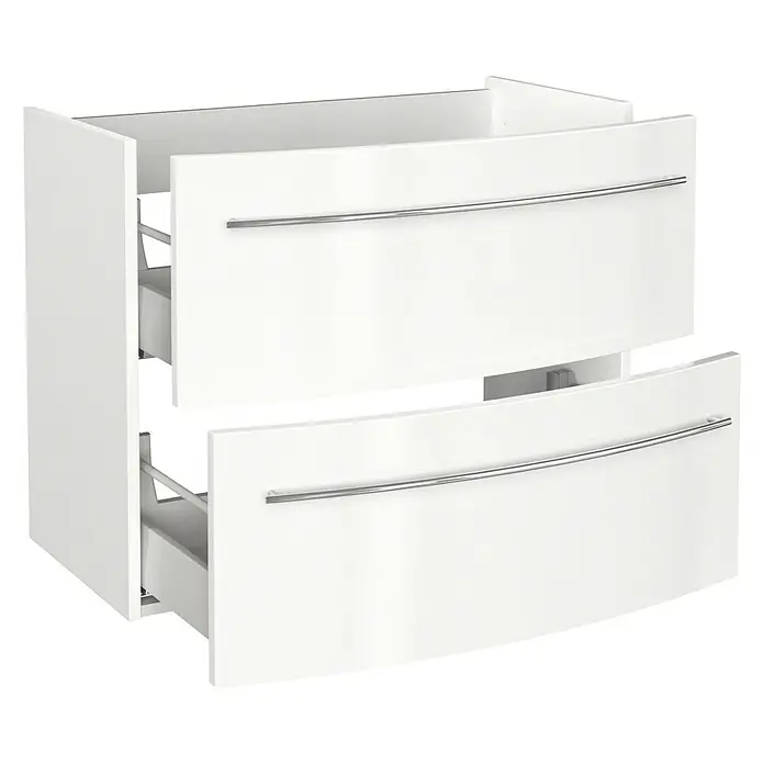 Camargue Excelsior Waschtischunterschrank - 79,4 x 45,6 x 63 cm, 2 Schubkästen, Weiß, Hochglanz - Linke Seitenansicht