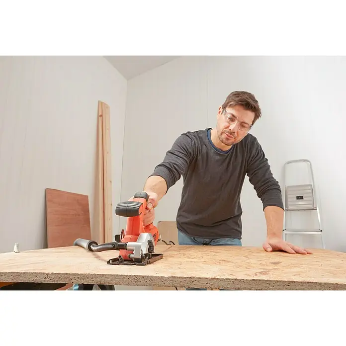 Black+Decker Minisierra circular de mano BES510-QS - 400 W, Número de revoluciones de marcha en vacío: 3.600 r.p.m.