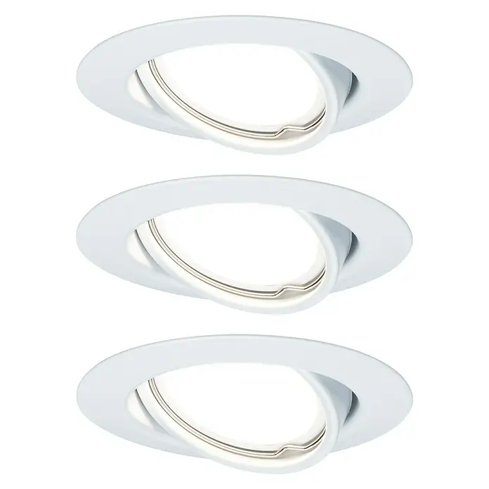Paulmann LED-Einbauleuchten-Set Base - 5 W, Weiß, 3 Stk., Warmweiß - Vorderansicht