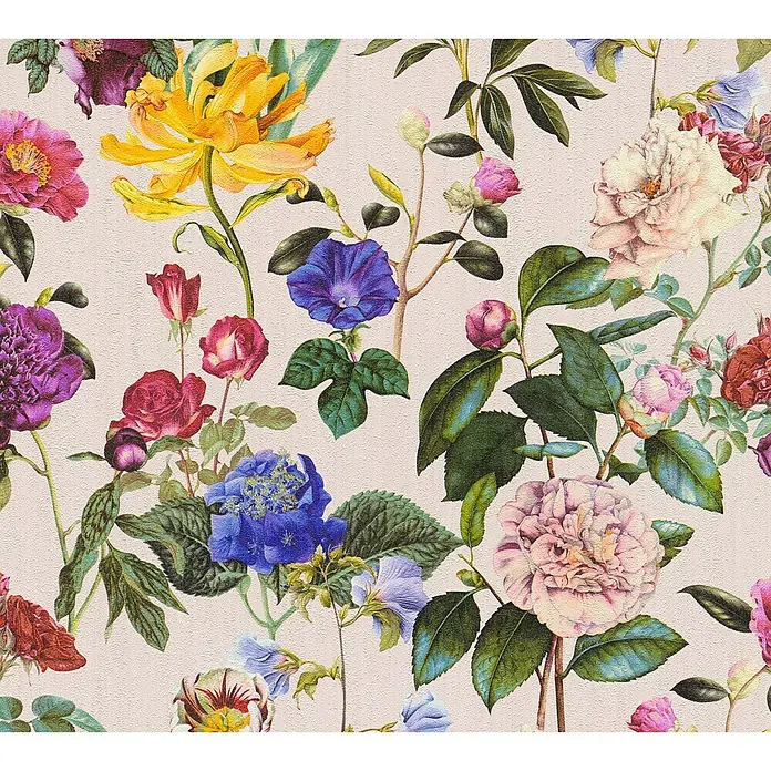 AS Creation Trendwall Vliestapete Blumenwiese - Bunt/Rosé, Floral, 10,05 x 0,53 m - Detailaufnahme