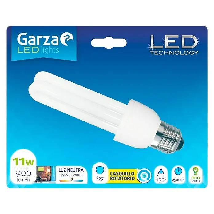 Garza Bombilla LED Biax - 11 W, E27, Color de luz: Blanco neutro, No regulable, Tubular