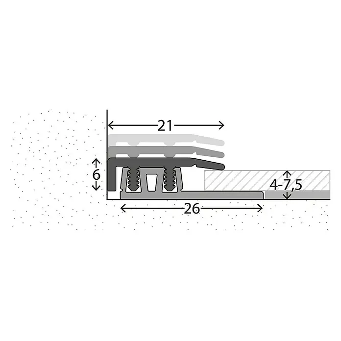 LOGOCLIC Abschlussprofil 324 - Edelstahl matt, 0,9 m x 21 mm, Montageart: Stecken - Detailaufnahme
