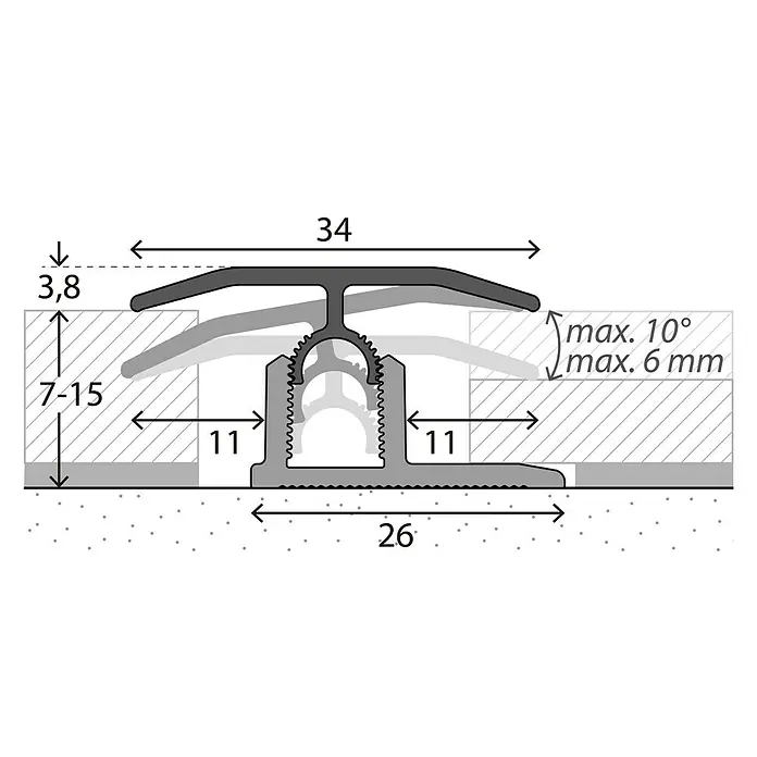 MyStyle MyArt Perfil universal - 1 m x 34 mm x 15 mm, Tipo de montaje: Inserción - Primer plano