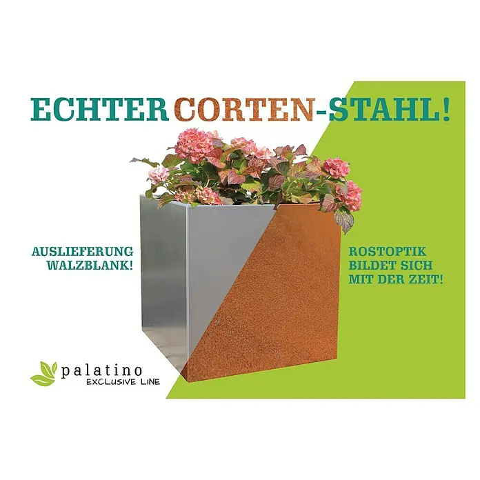 Palatino Exlusive Line Pflanzkasten Carlotta - Außenmaß (L x B x H): 120 x 120 x 25 cm, Metall, Rotbraun