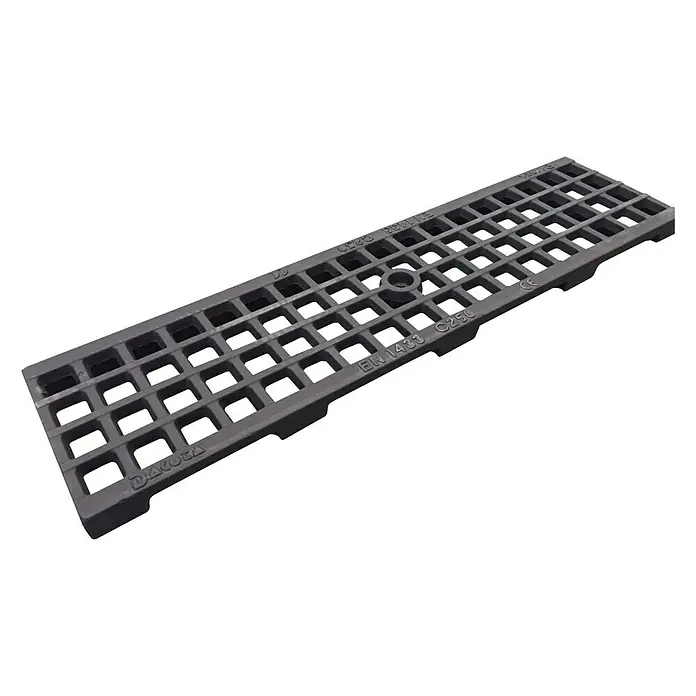 Dakota Rejilla de alcantarillado para canaleta C250 - 50 cm x 13 cm x 2,2 mm, Fundición