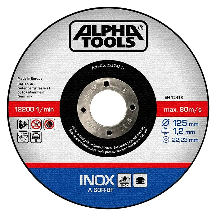 Alpha Tools Trennscheibe - Durchmesser Scheibe: 125 mm, Stärke Scheibe: 1,2 mm, 10 Stk.