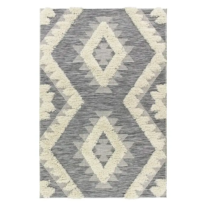 Alfombra Navajo 9055 - Gris, 160 x 230 cm, 100% polipropileno heat set frisé