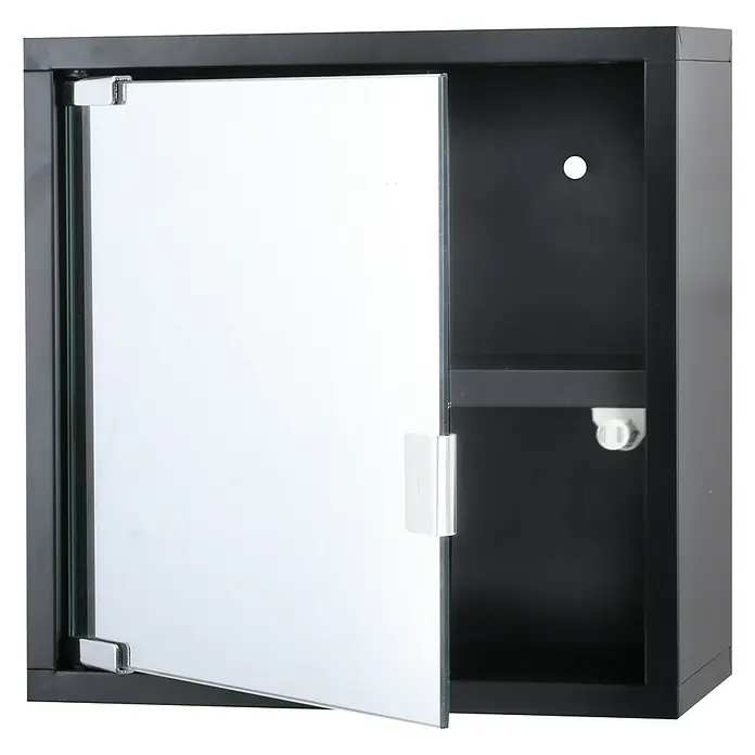 Differnz Spiegelkast Quadro-Spiegel zwart - 30 x 30 x 12 cm, Zwart