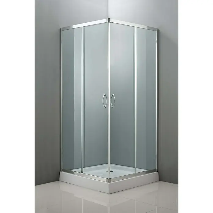 Mampara de ducha esquinera Jade - L x An x Al: 80 x 80 x 195 cm, 4 mm, Cromo
