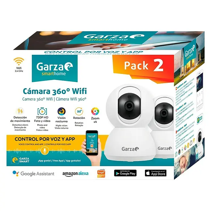 Garza Smart Home Cámara IP de interior inteligente Pack - Blanco, Funcionamiento en red, 720 píxeles