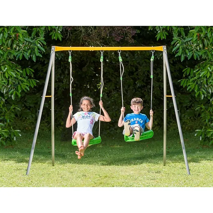 Columpio Duetto - L x An x Al: 206 x 185 x 190 cm, Plástico, Plata/Verde/Naranja
