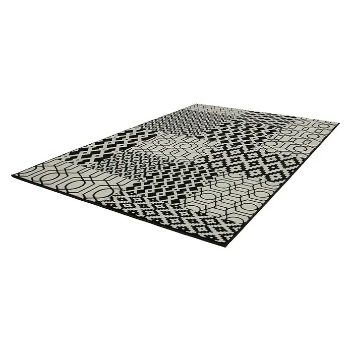 Kayoom Kurzflorteppich Lina 300 - Schwarz, 170 x 120 cm, 100 % Polypropylen - Linke Seitenansicht